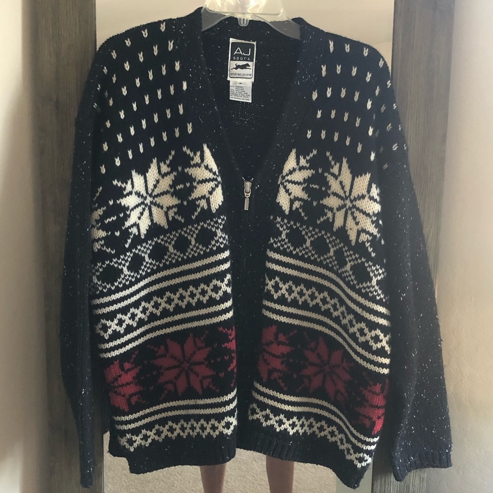 Andrea Jovine Zip up Holiday Sweater